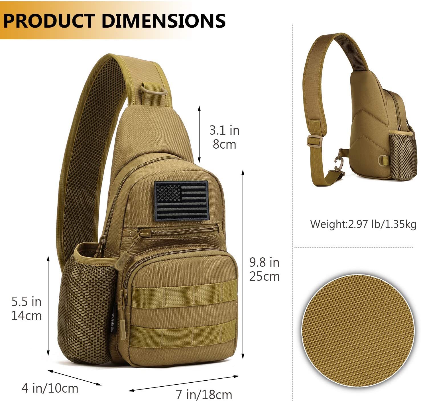 Men Backpack Tactical Sling Bag Chest Shoulder Fanny Pack Cross Body Molle Pouch