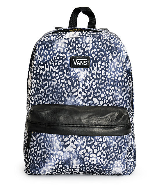 New Vans Deana Washed Leopard Print Book Bag Backpack