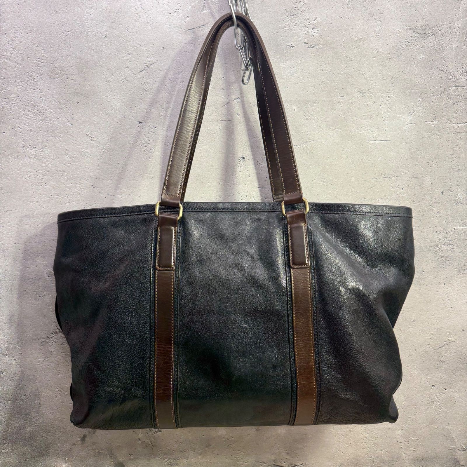 Tsuchiya Kaban Armas Buffalo Leather Tote Bag Large Black Men Auth
