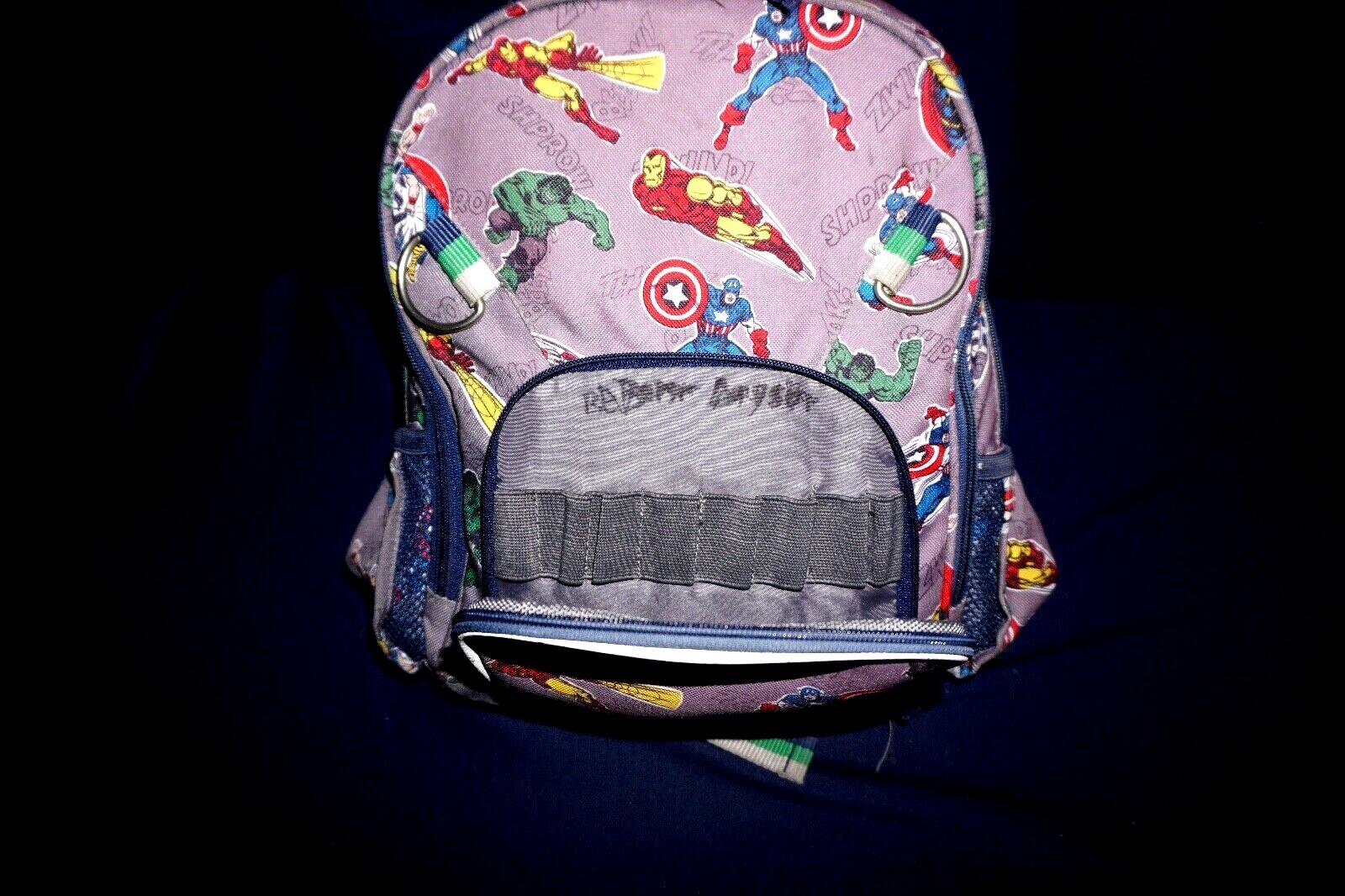 MARVEL SUPER HEROES SCHOOL BACKPACK IRON MAN HULK THOR CAPTAIN AMERICA GREY 16″