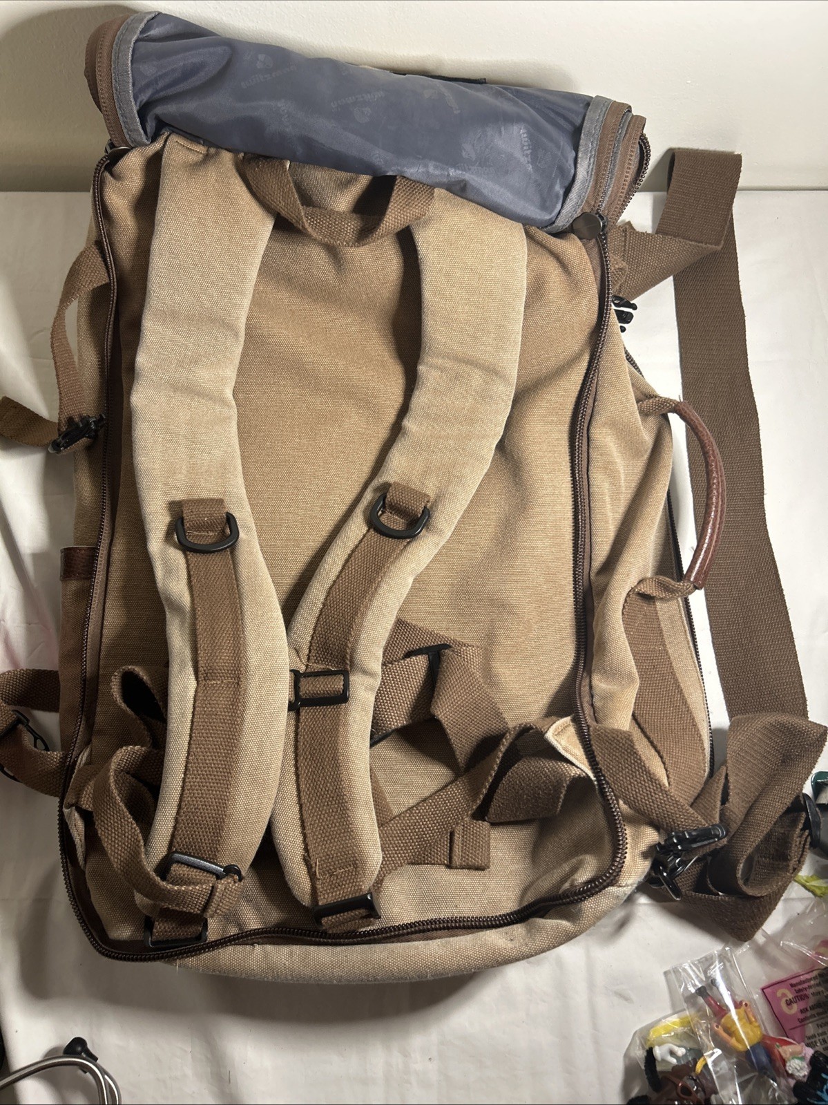 WITZMAN Travel Backpack Large Canvas Luggage Carry on Duffel Bag Brown