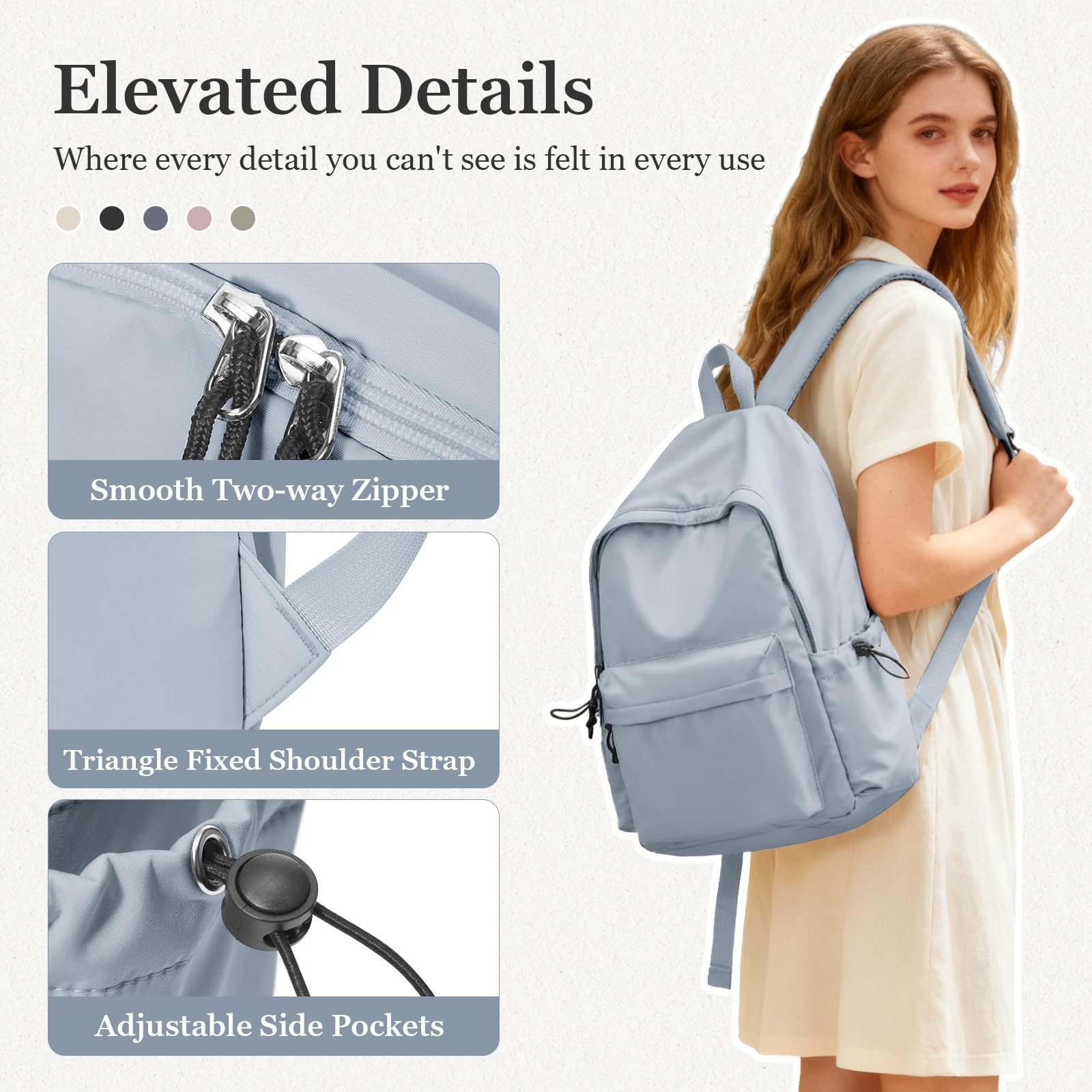 Blue Middle School Backpack College Students High School Waterproof Bookbag Teen