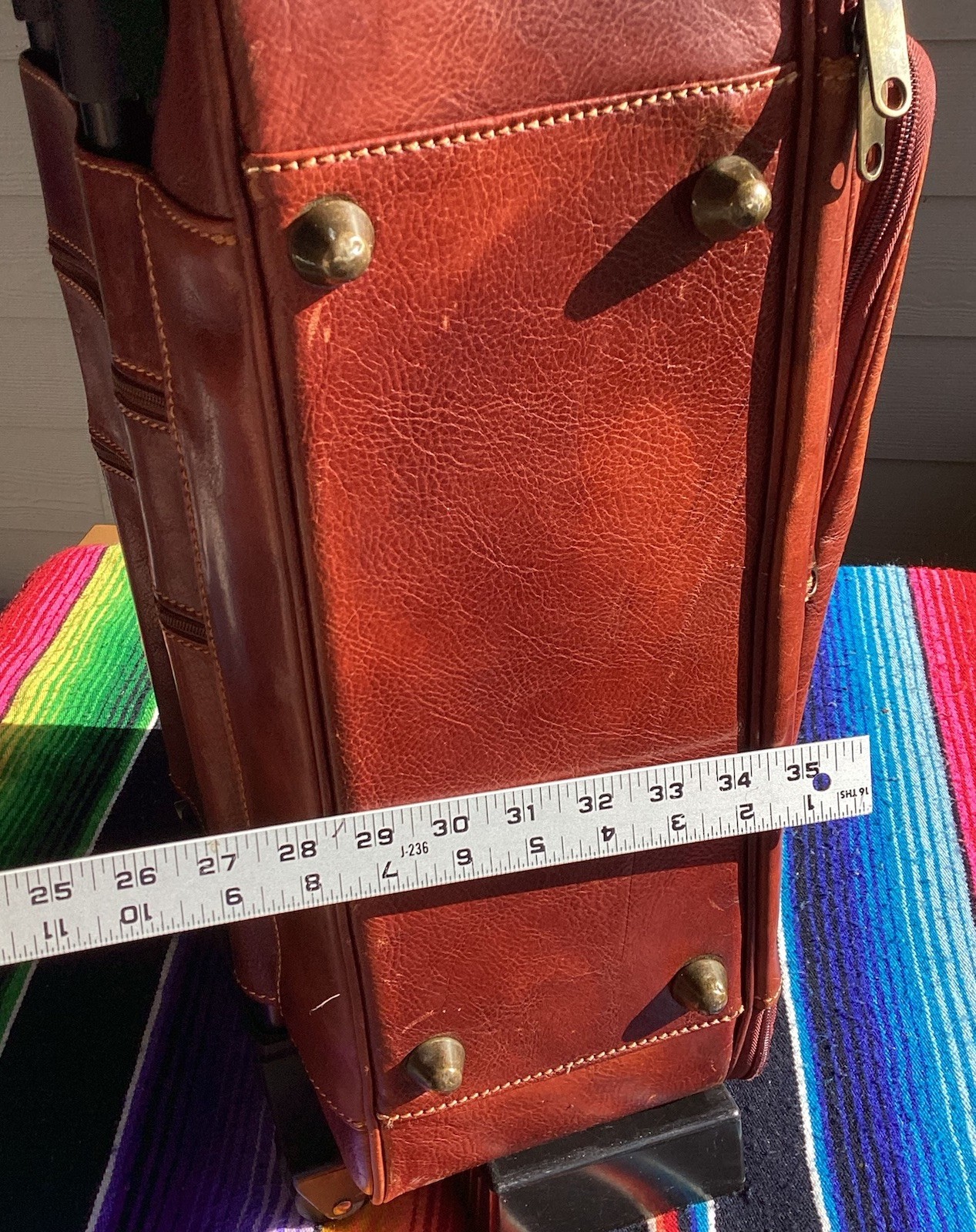 Vintage THE BRIDGE Leather Rolling Trolley Bag Distressed Hand Made In Italy