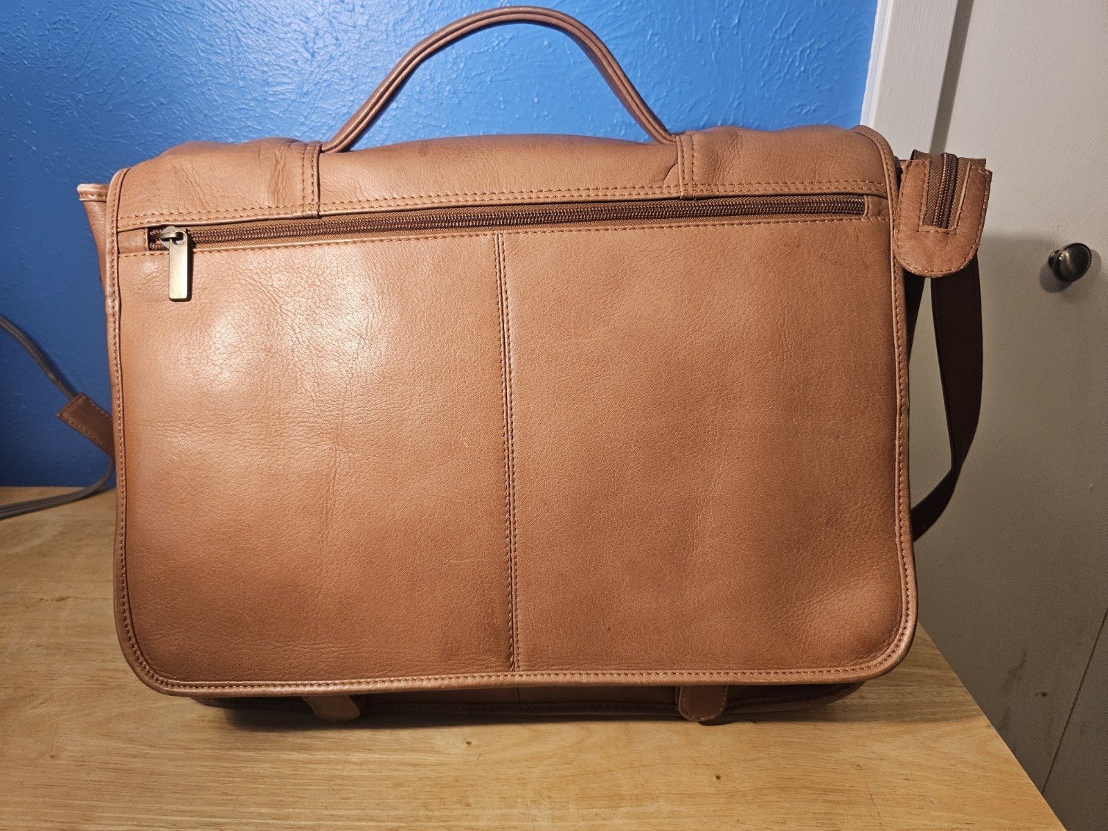 Wilson’s Leather Briefcase-Messenger Bag Cognac Brown-Genuine Leather Colombia