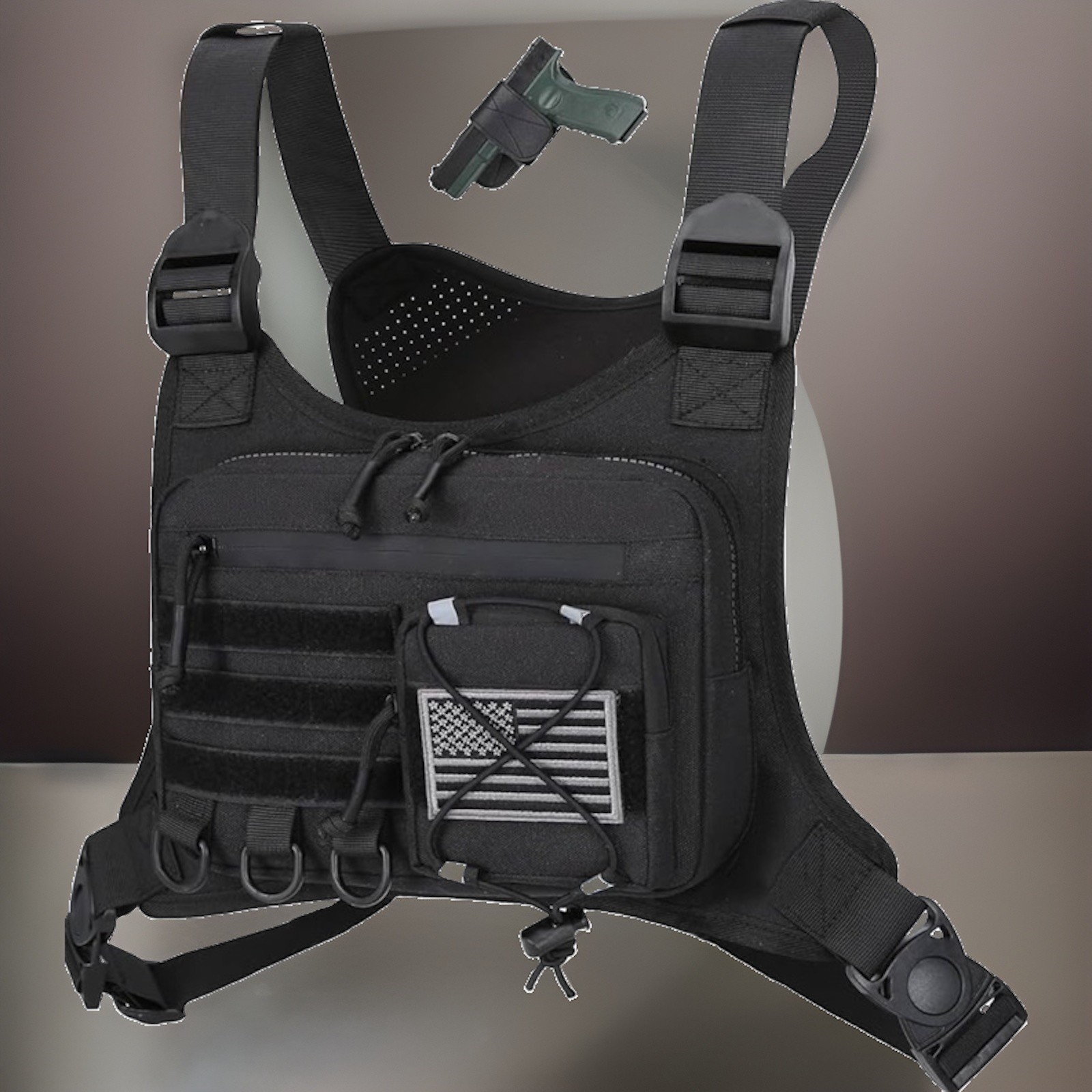 Outdoor Sports Chest Bag for Men – EDC Travel Vest Holster for Running, Hiking,