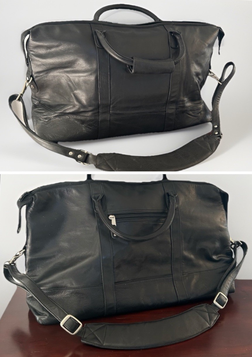 Canyon Outback Leather Goods Large Duffle Travel Bag Black Leather