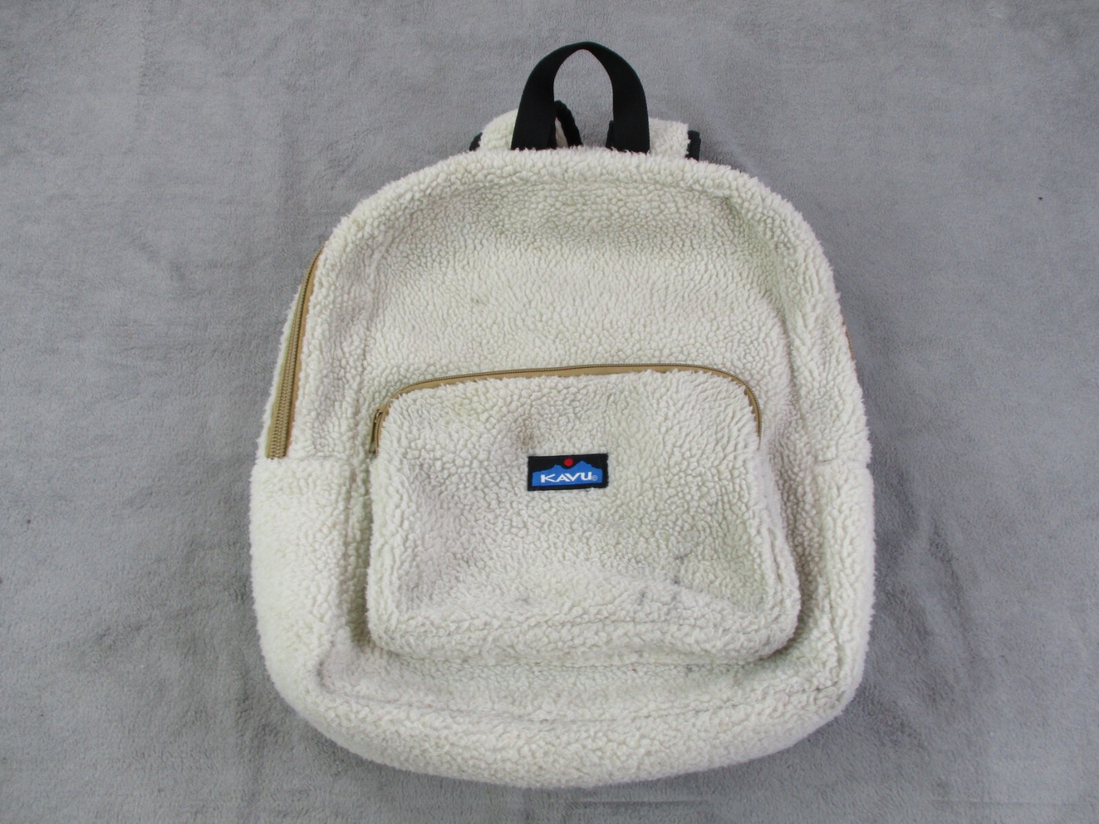 KAVU Pack Sherpa Fleece Backpack Women Girl Medium Ivory Padded Shoulder Straps