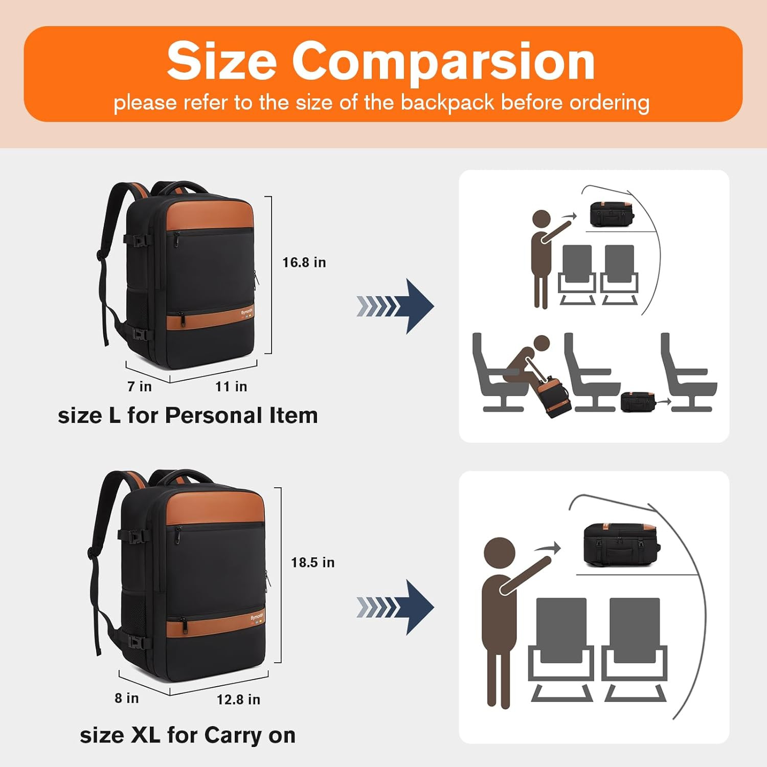 Smart Suitcase-Style Laptop Backpack, 25L / 35L Practical Travel Bag for Work, L