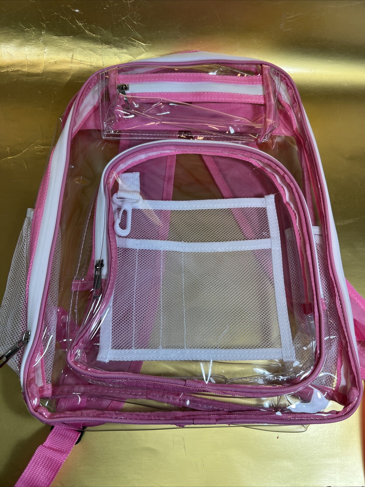 School bag Solid Color Clear Backpack Heavy Duty PVC Transparent Stylish Pink