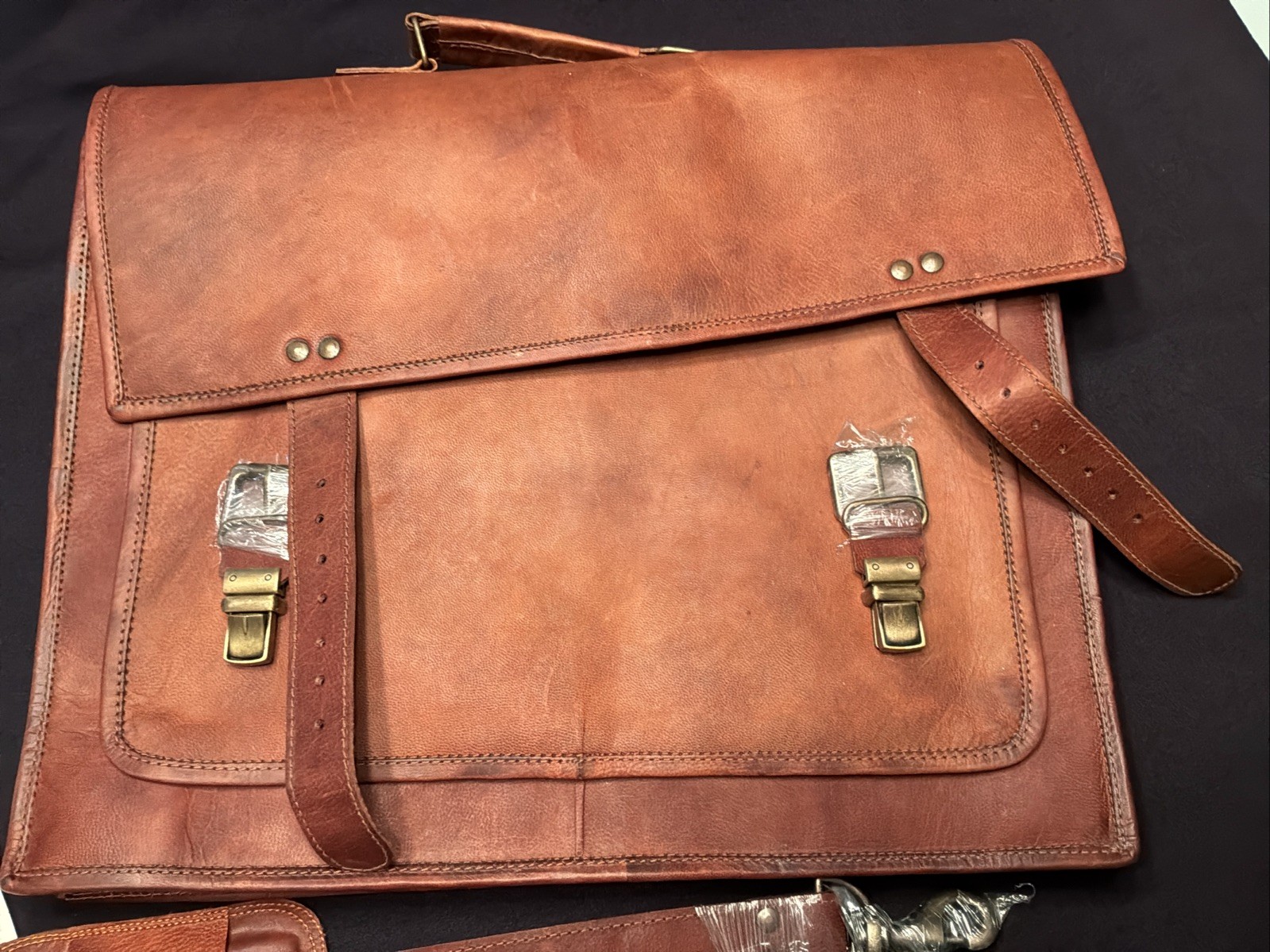 Komal’s Passion Leather Briefcase Brown Satchel Crossbody Messenger Bag GIFT IT!