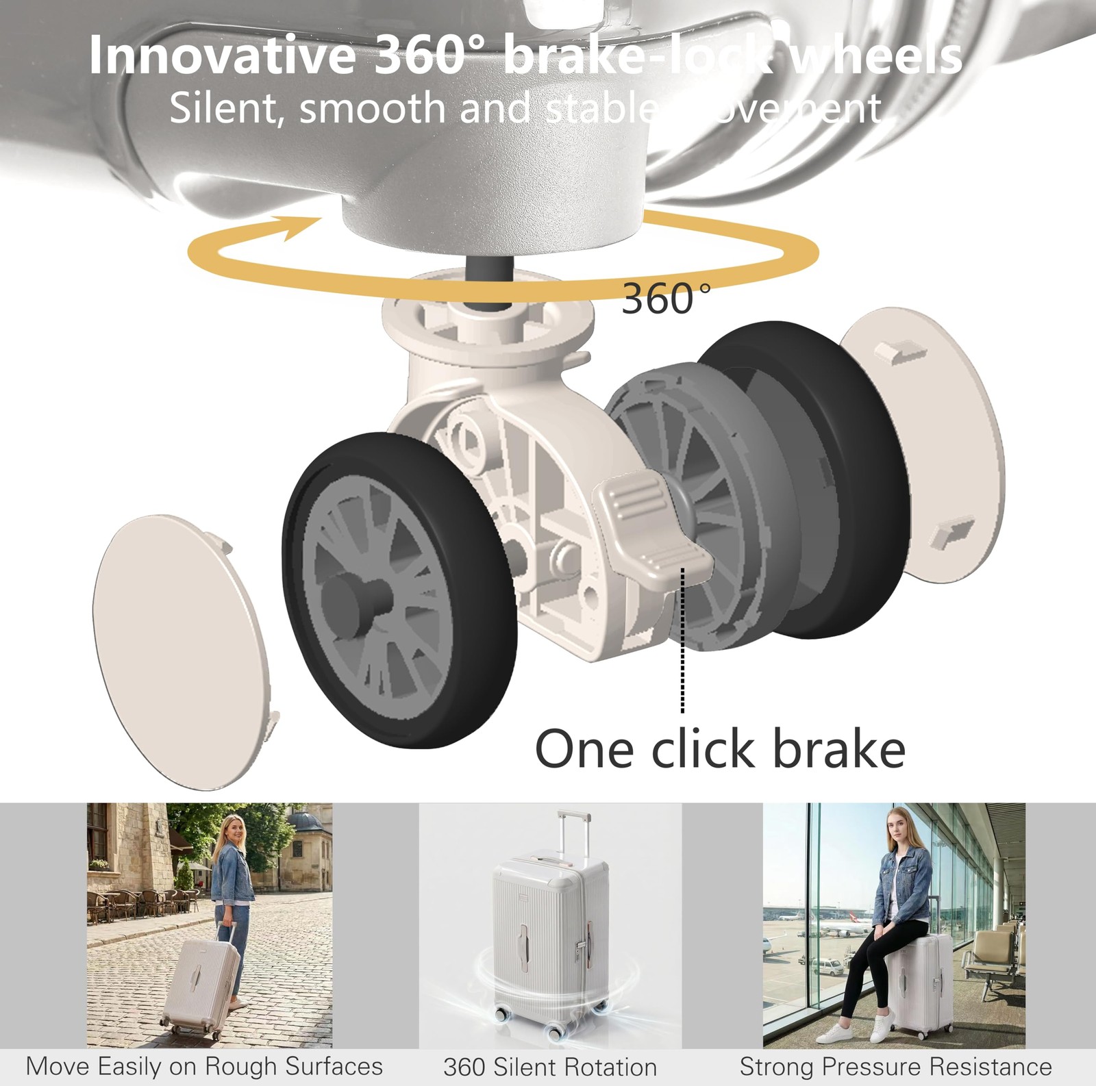 Ultra-Lightweight PC+ABS Suitcase with TSA Lock & Quiet 360°Wheels, 20 Inch L…