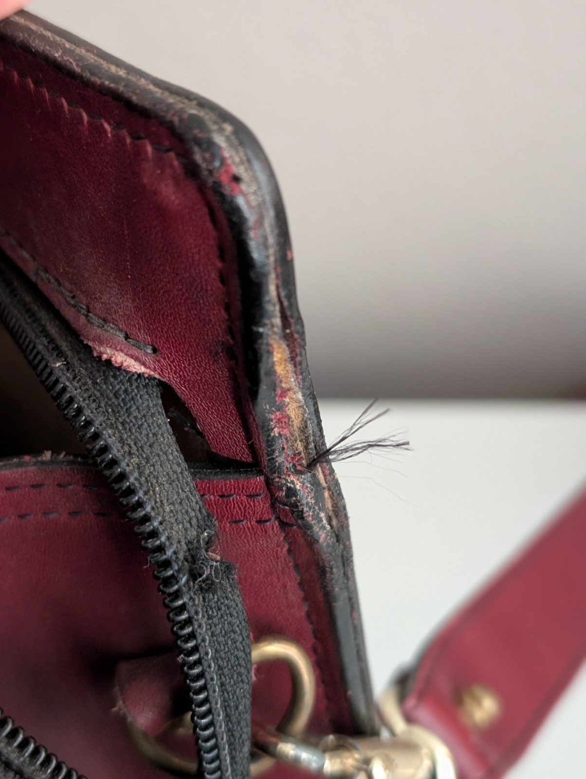 Vintage Schlesinger briefcase bag crossbody leather oxblood burgundy *READ*