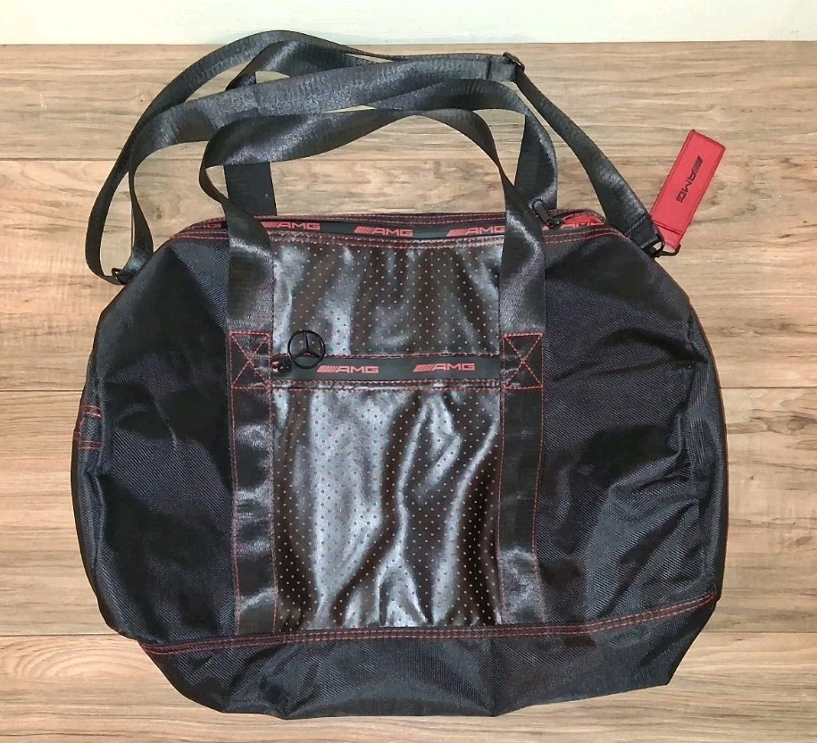 Mercedes Benz AMG Duffel Gym Bag Logo Zipper Black Red Racing Formula One NWOT