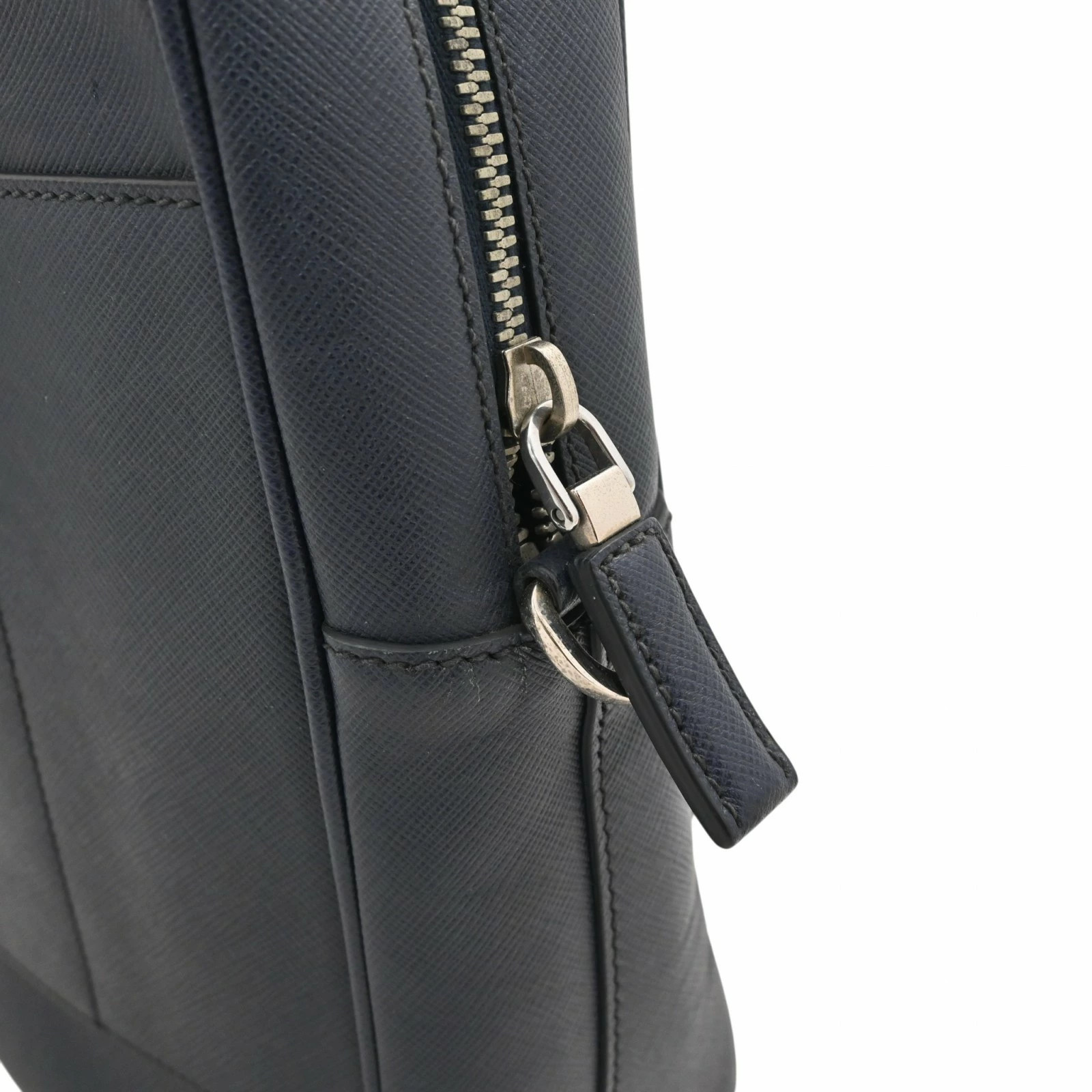PRADA Triangle Logo Saffiano Briefcase Tote Bag Business Bag Navy B Rank Pr5843V