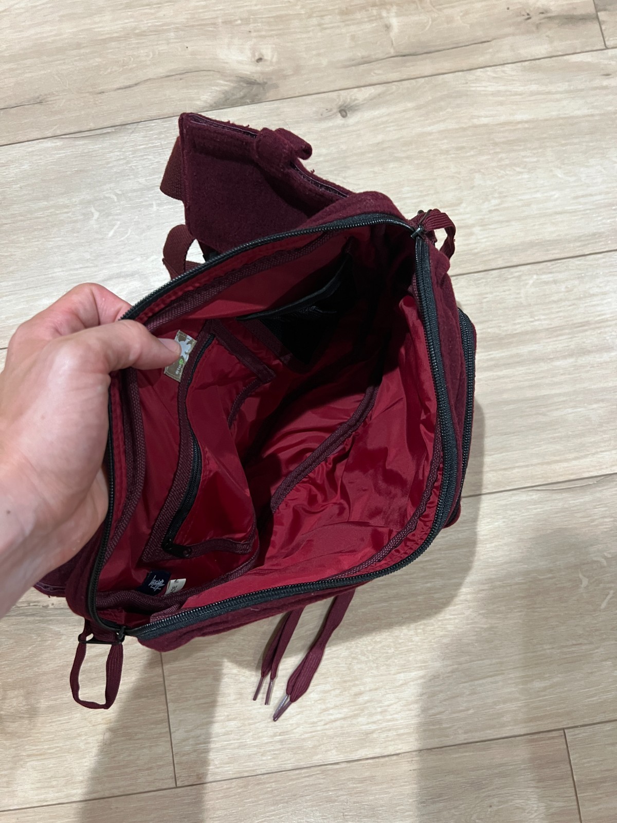 Stussy SAMPLE AC/DC Collab Maroon Fleece Crossbody Bag OS