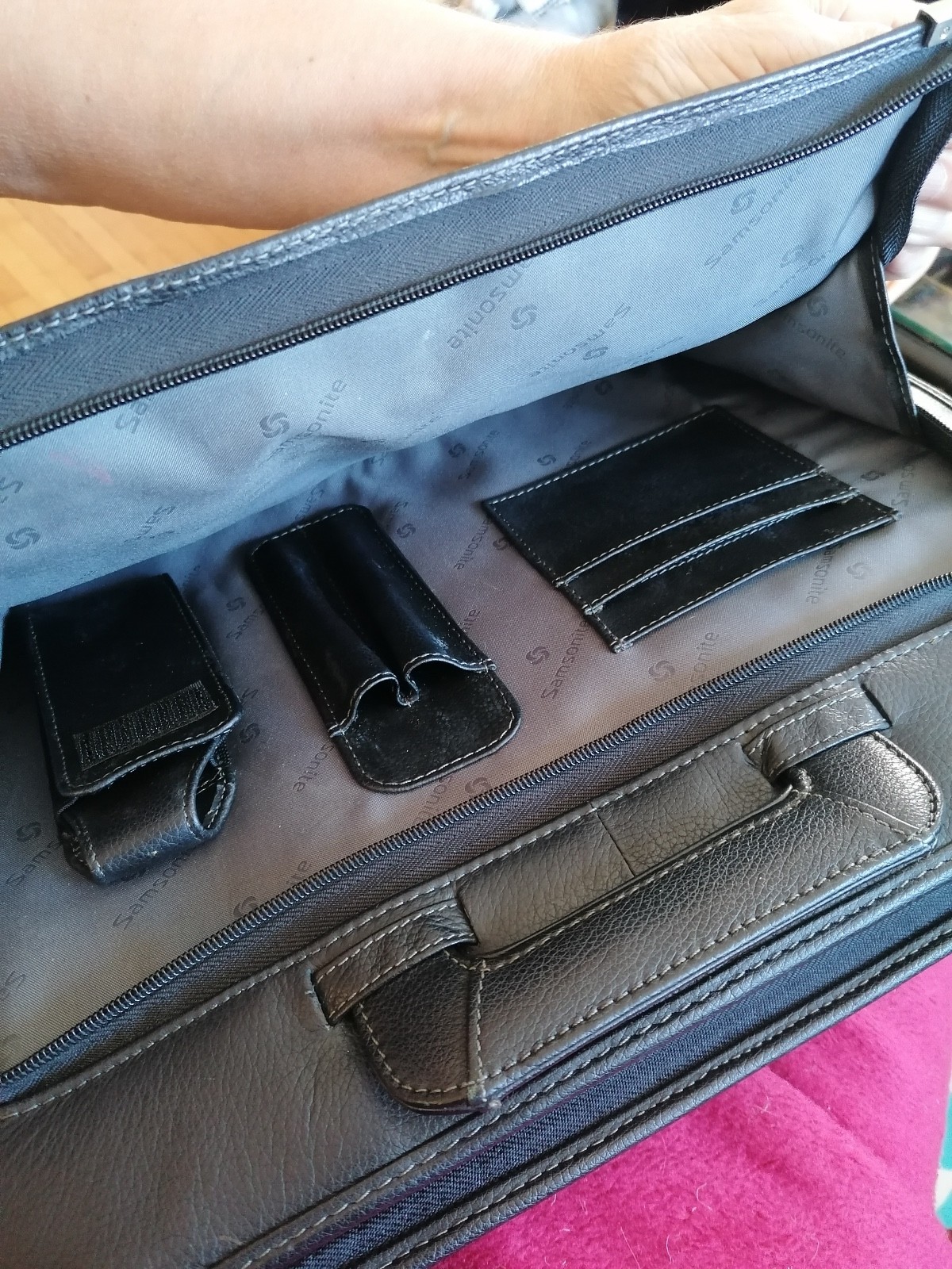 Vintage Samsonite Leather Top Loader Briefcase Laptop Bag Black Business Travel