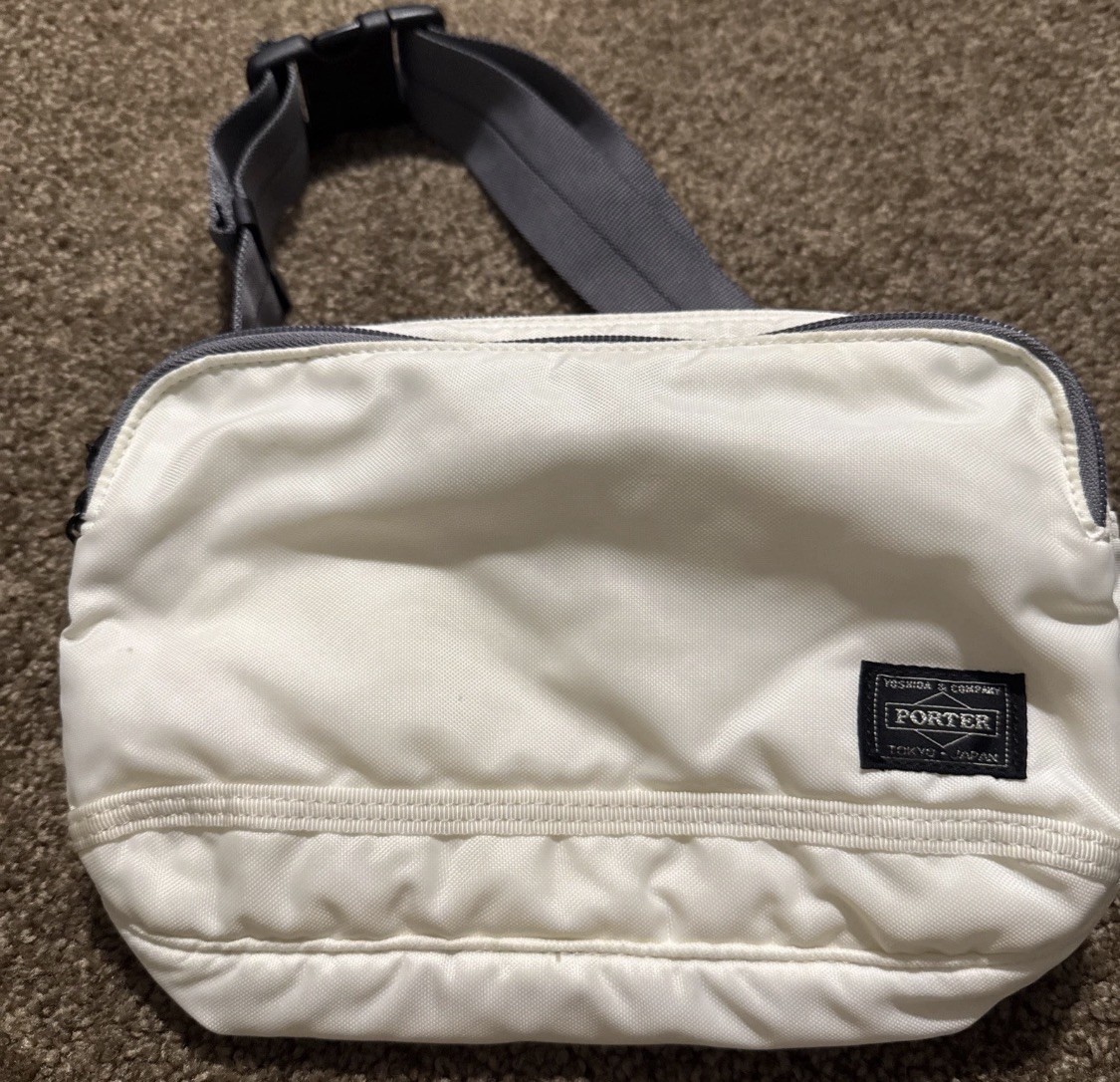 Porter Yoshida & Company Nylon Sling Bag with Adjustable Strap Ivory