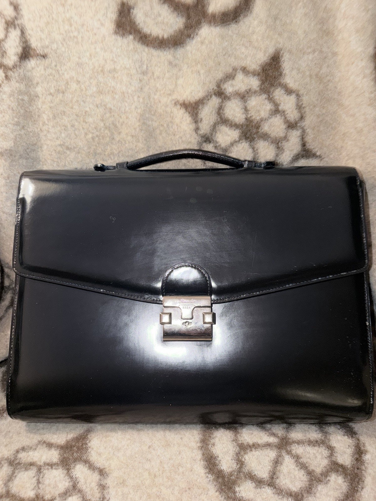 Pineida 1774 Black Push Lock Men’s Business Briefcase Solid Top Handle