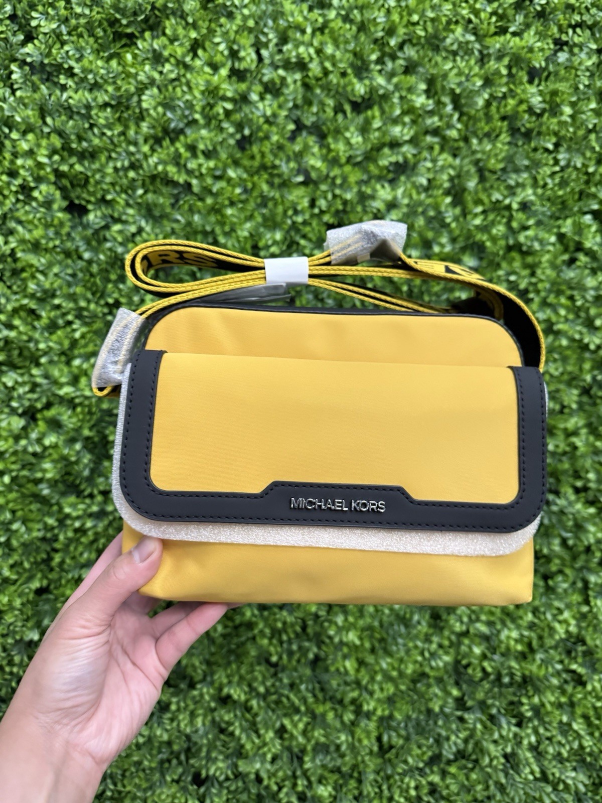 Michael Kors Lautner Medium Nylon Camera Crossbody Bag Honey