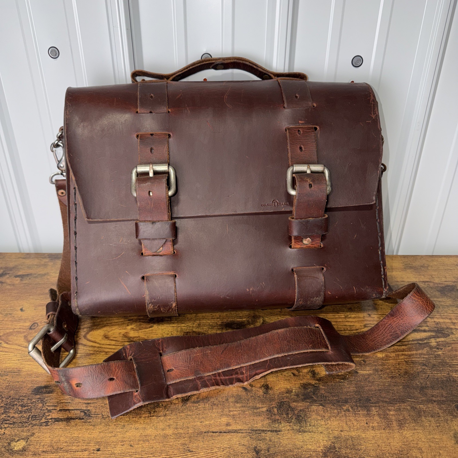 ColsenKeane Leather Satchel Bag In Crazy Horse
