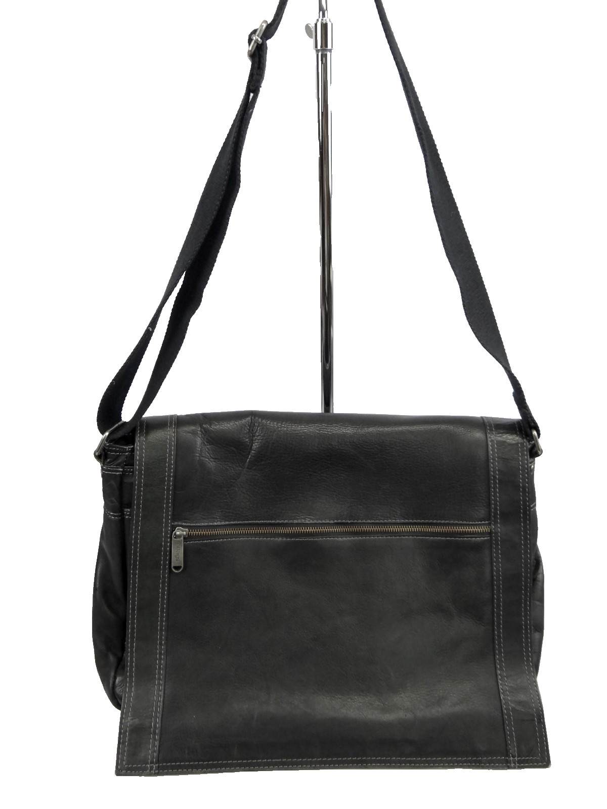 Ebags Large Messenger Bag Black Leather Extended Front Flap Crossbody Laptop
