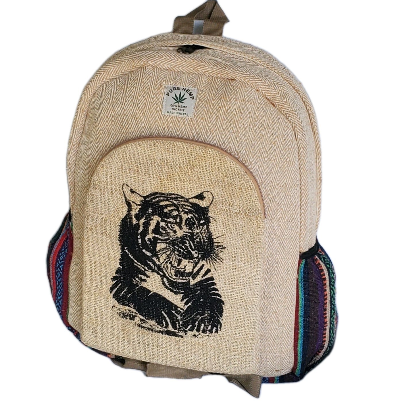Large Embroidery Pure Hemp Backpack
