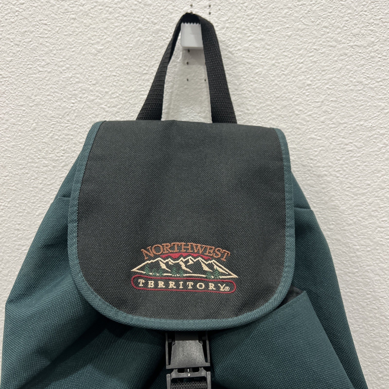Northwest Territory Y2K Backpack Dark Green Leather Bottom Embroidered Gorpcore