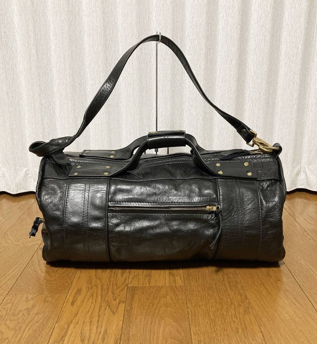 Used Langlitz Leathers Travel Bag Regular Black H 22.5 x W 45 x D 22cm