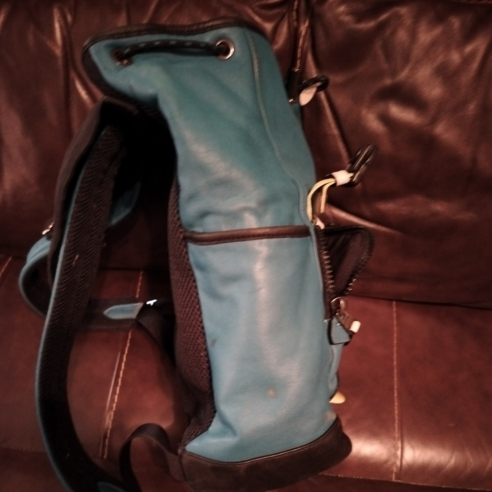 Coach Track Backpack Colorblock Stamp Leather Drawstring Pockets Laptop Buckle