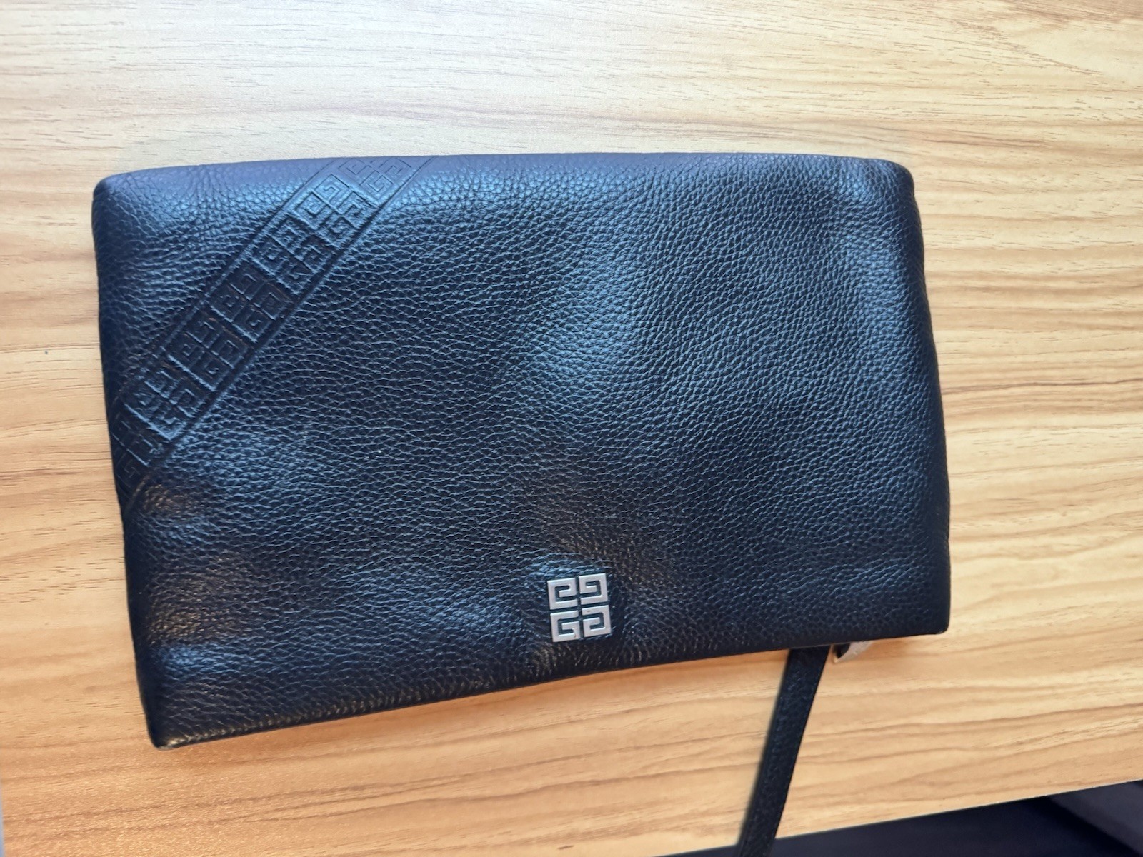 Givenchy Black Men’s Clutch Bag Geometric Pattern Zipper Wrist Strap