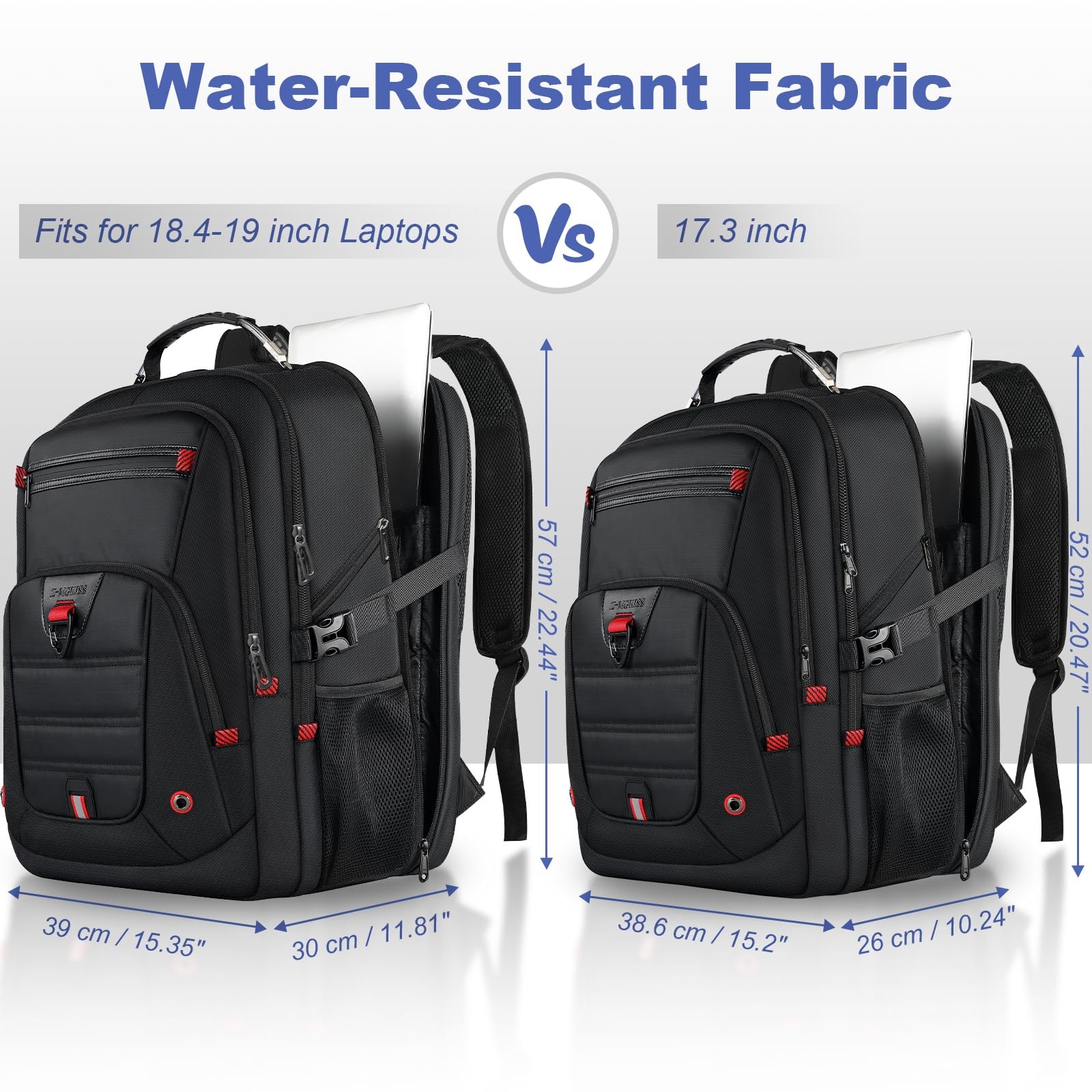 Extra Large 18.4~19″ Laptop Backpack for Men, TSA Anti~Theft Travel Bag Black