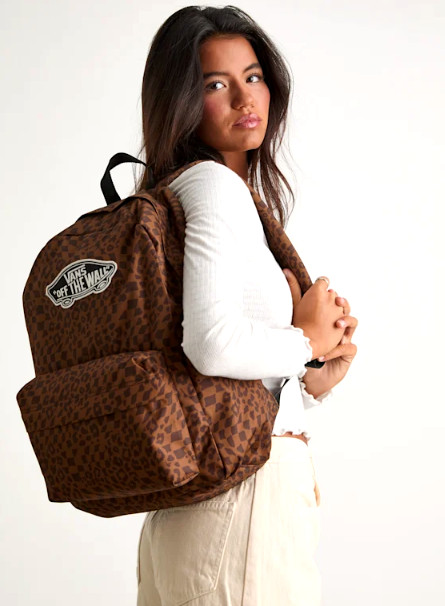 NWT Vans OLD SKOOL CLASS BACKPACK Travel Gym School Bag BROWN BLACK Animal Print