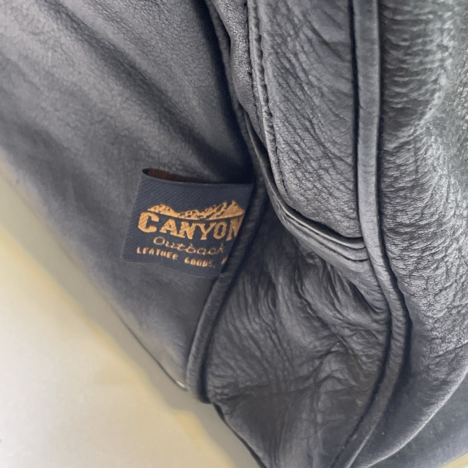 Canyon Outback leather duffle bag small black Travel Weekend Bag CIBC Logo