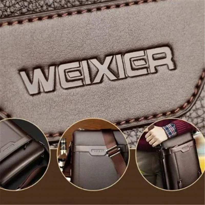 Solid Color Black Brown Leather Men’s Crossbody Bag, Casual Large Capacity.