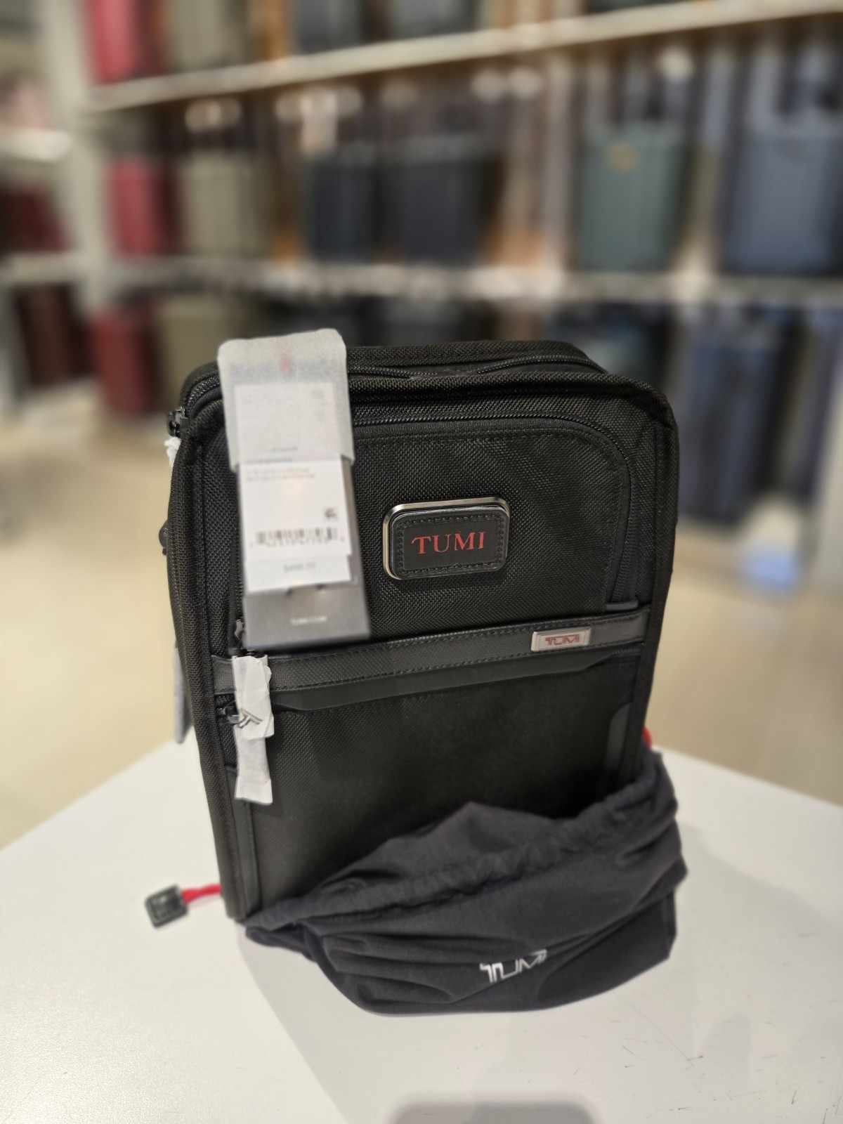 NWT TUMI ALPHA Blk Ballistic Nylon Slim Backpack+Red Pouch+Organizer Travel Tote