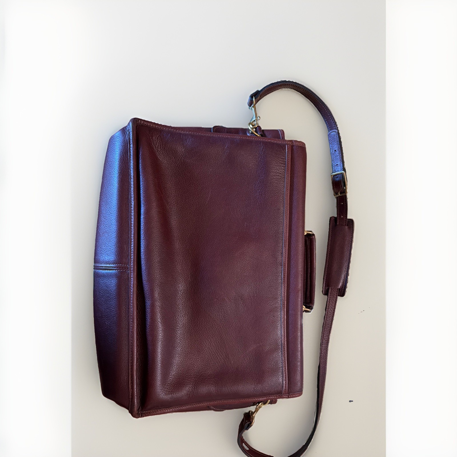 JACK GEORGES Men’s Brown Leather Briefcase 16″x 12″x 5″