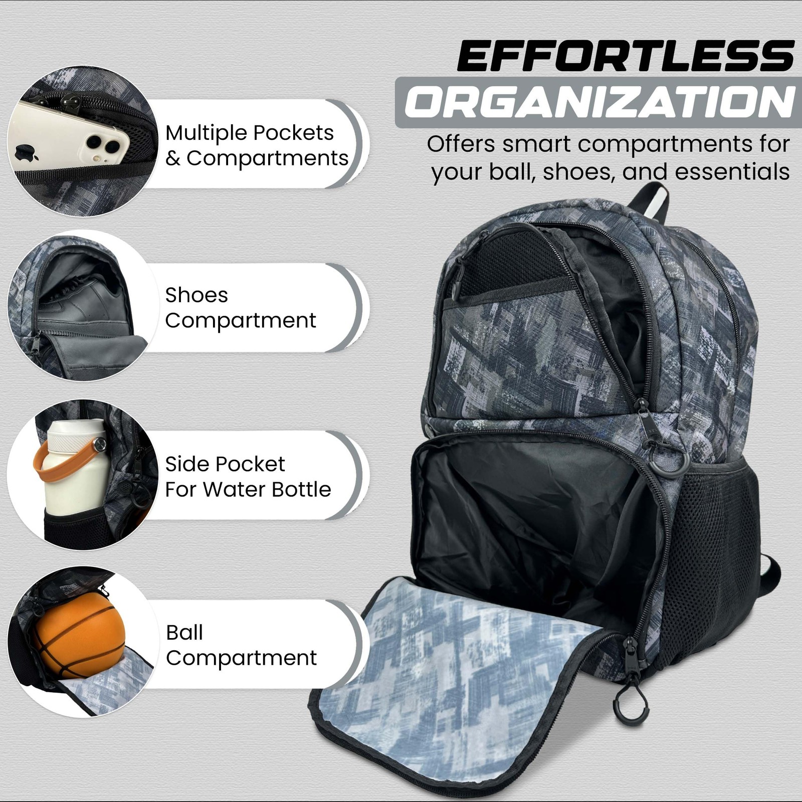 Multi-Sport Backpack with Ball Pump – Soccer & Basketball Bag, Separate Ball/…