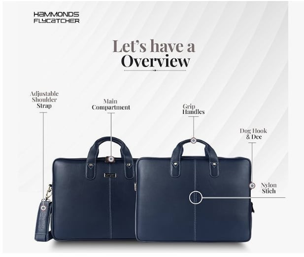 HAMMONDS FLYCATCHER Men Leather Laptop Bag 15.6in Padded