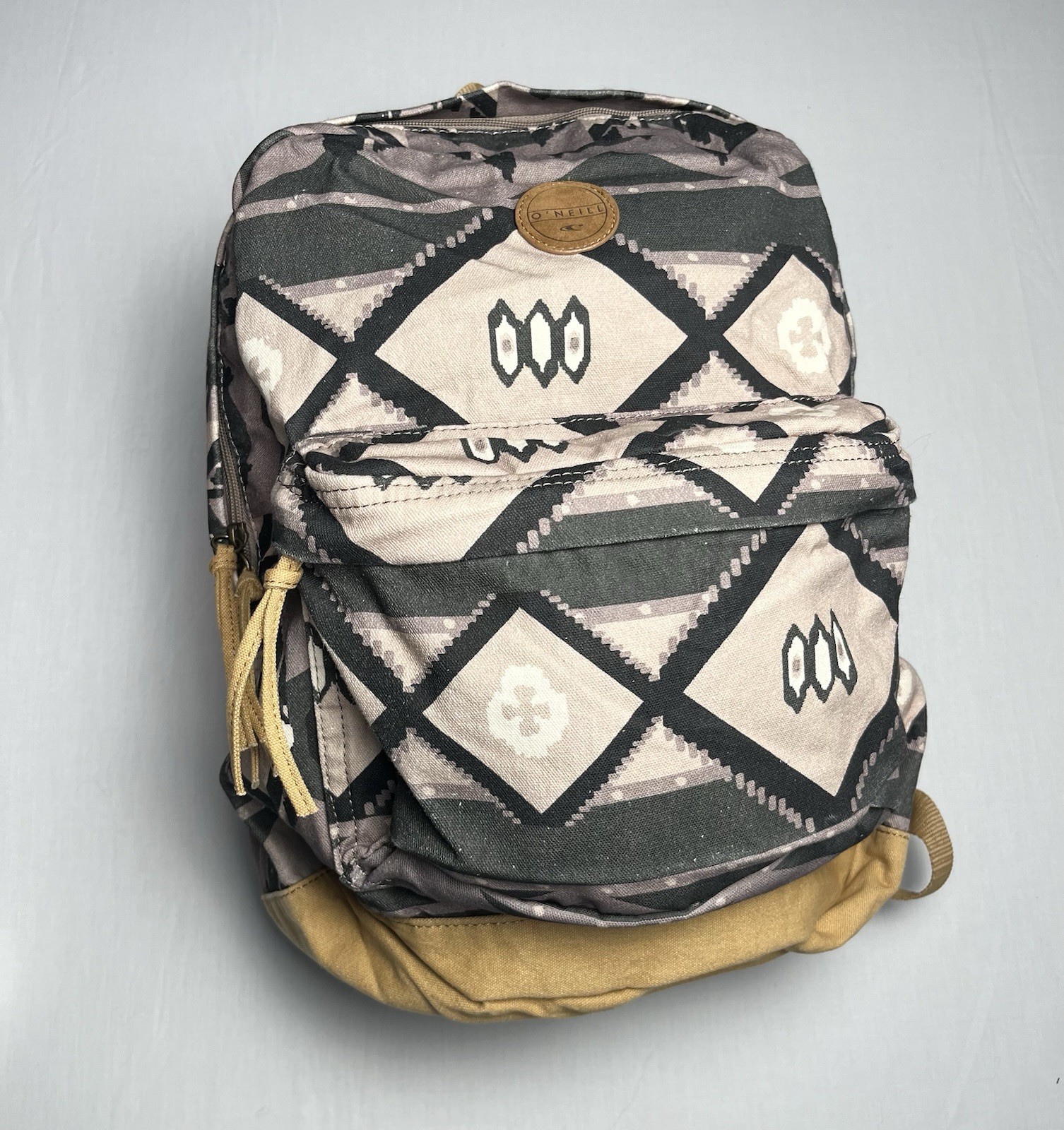 O’Neill Backpack – Geometric Beige Black Brown Adjustable Strap Pockets
