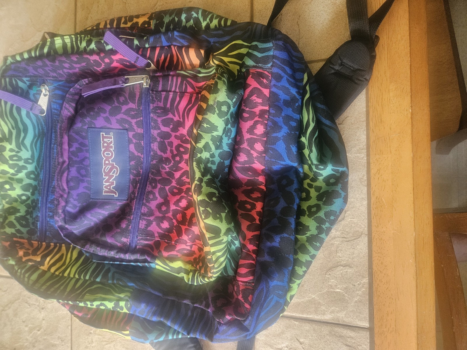 Vintage JanSport Backpack Multicolor Animal Print 90s Retro Colorful 17x13x7