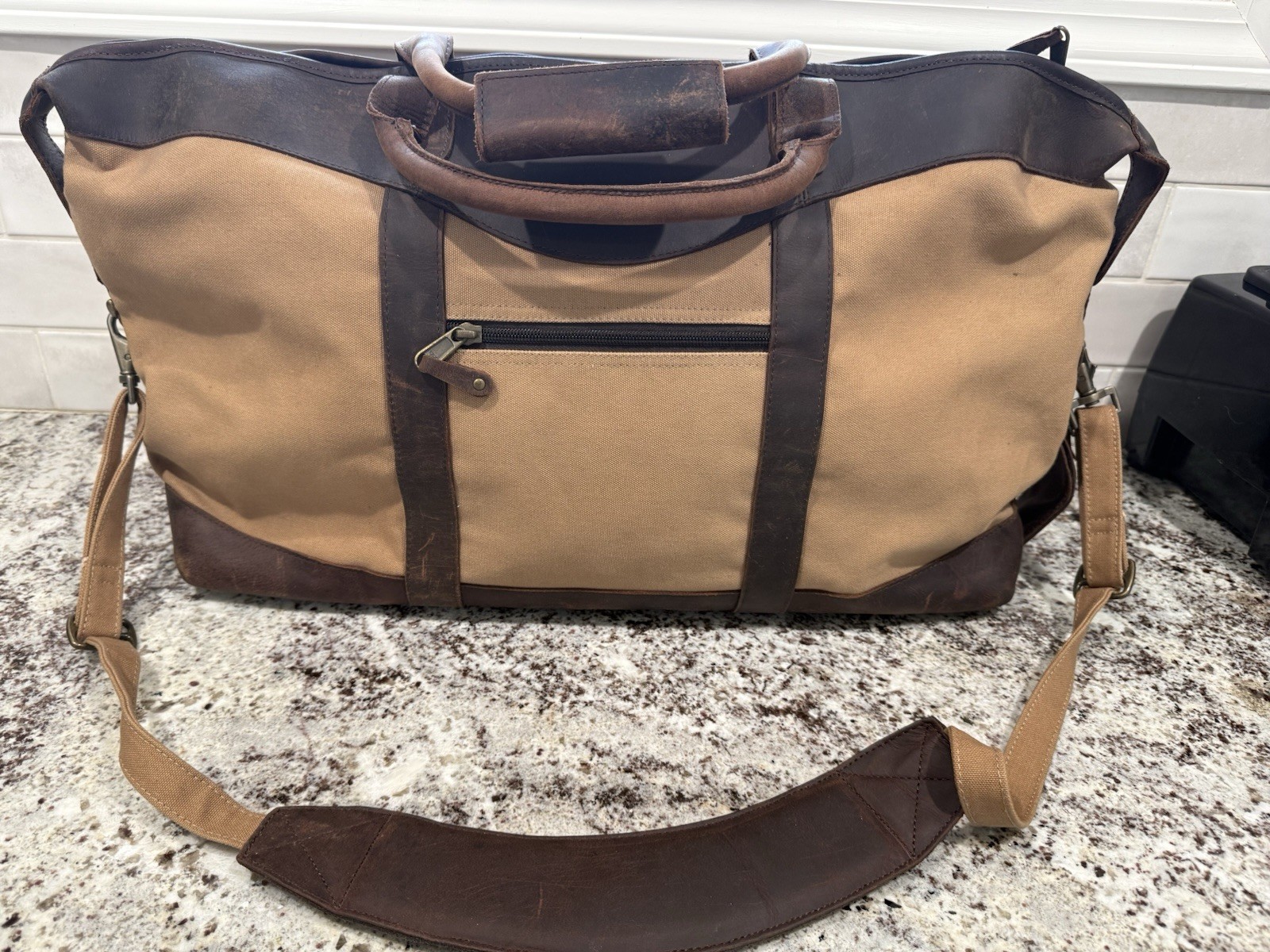 Canyon Outback Brown Leather & Canvas Travel Duffle Bag