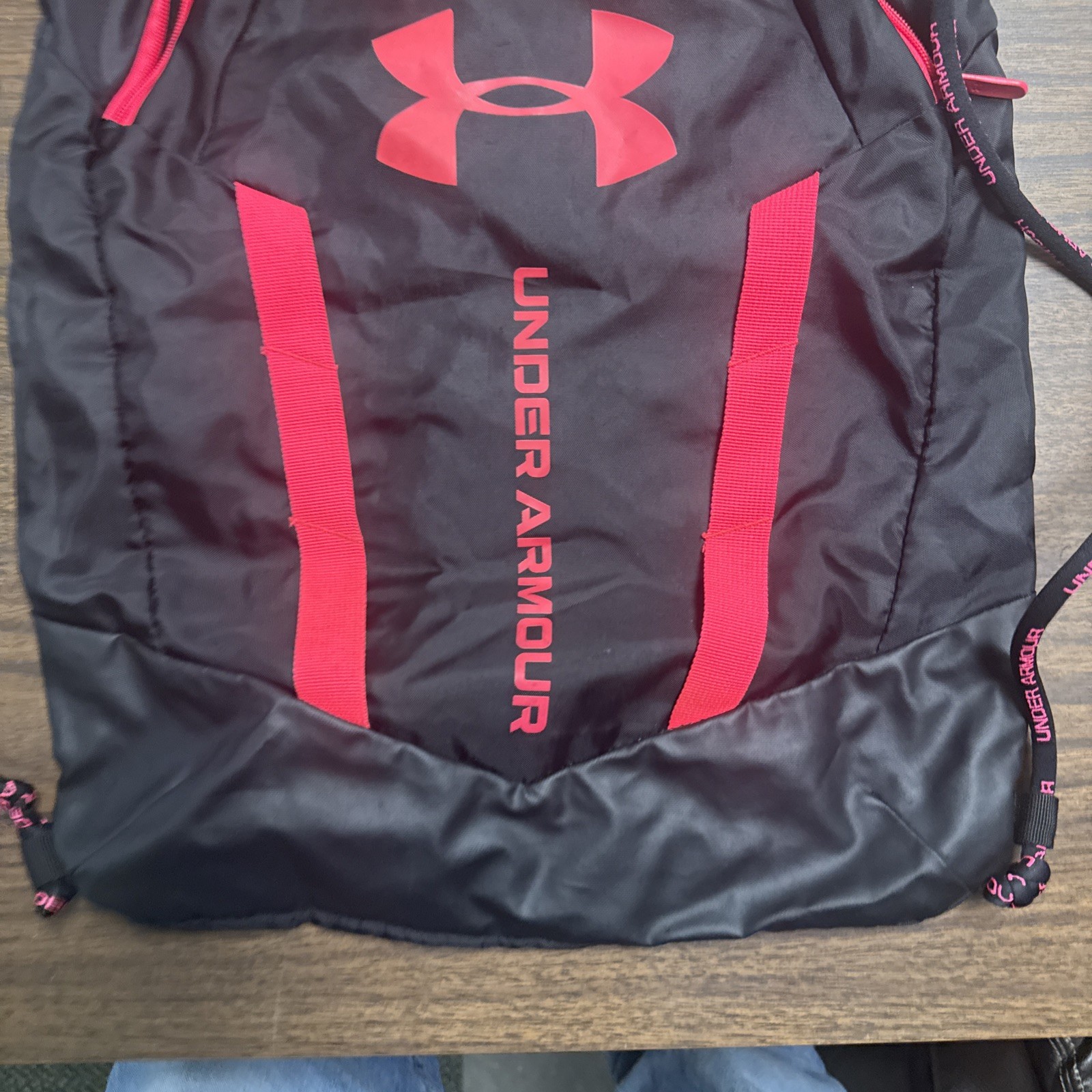 Under Armour Undeniable Sackpack 2.0 Drawstring Bag Zip Pockets Black Pink