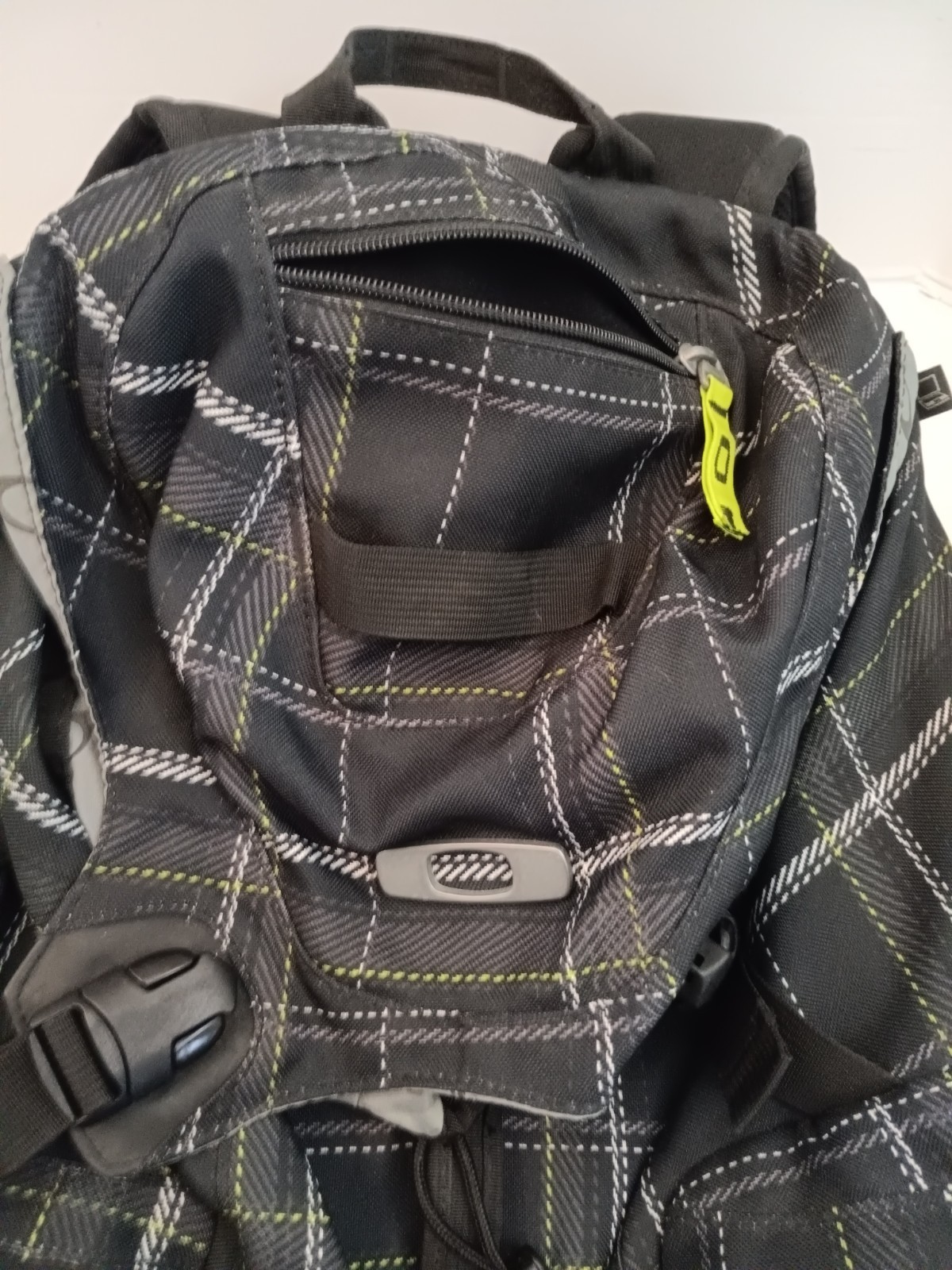 Oversized Large Oakley Backpack Checkered Plaid Pattern Neon Accent