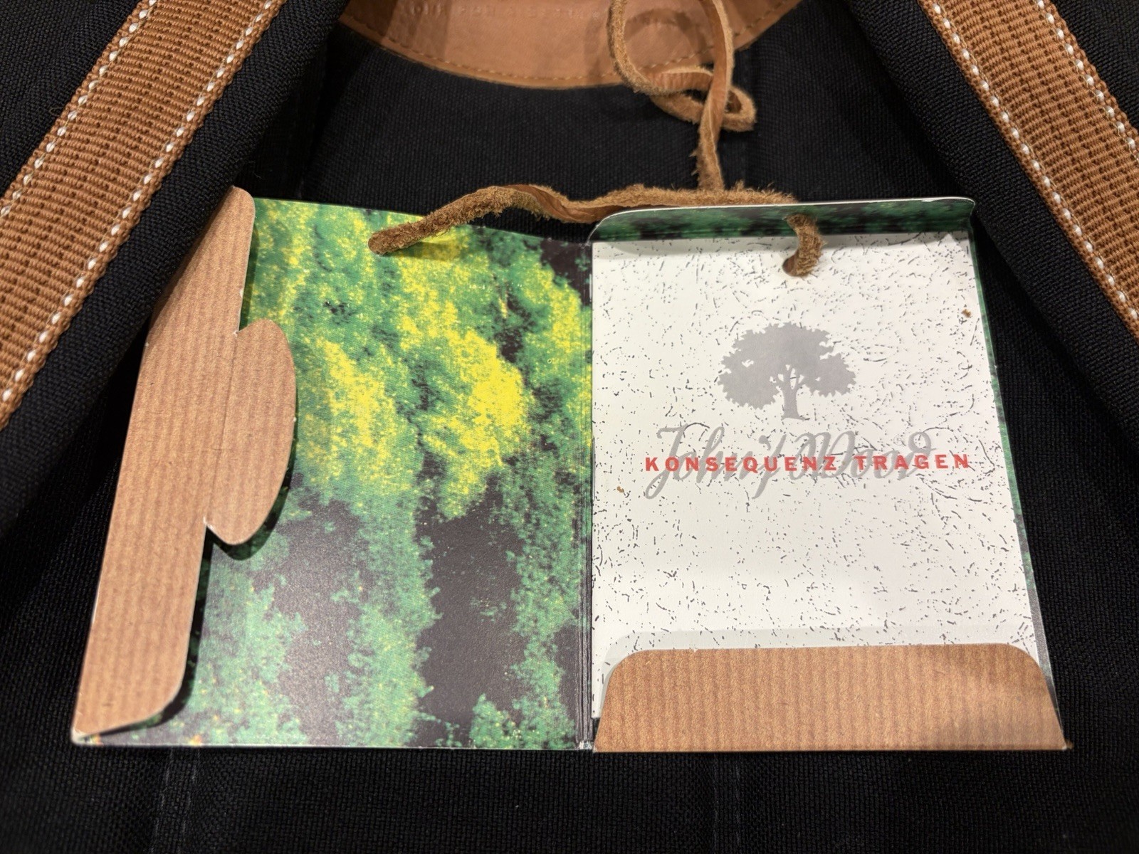 Black & Brown Backpack, Leather & Canvas, by John’s Wood In Germany, Men Women
