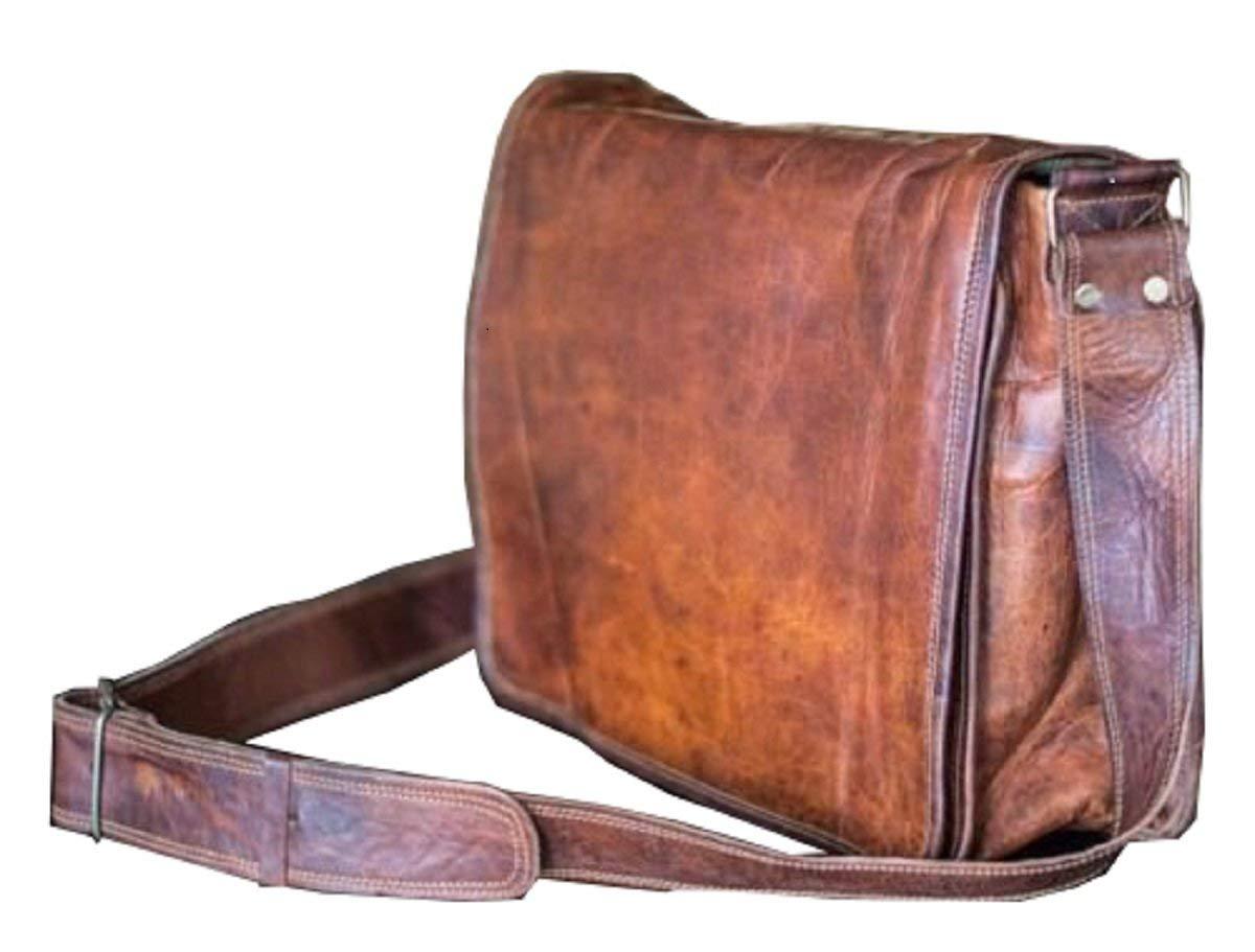 18″ Men’s Real Leather Vintage Laptop Messenger Handmade Briefcase Bag Satchel