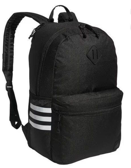 Adidas Classic 3S 5 Backpack Black w/White Stripes School Sports Travel Unisex
