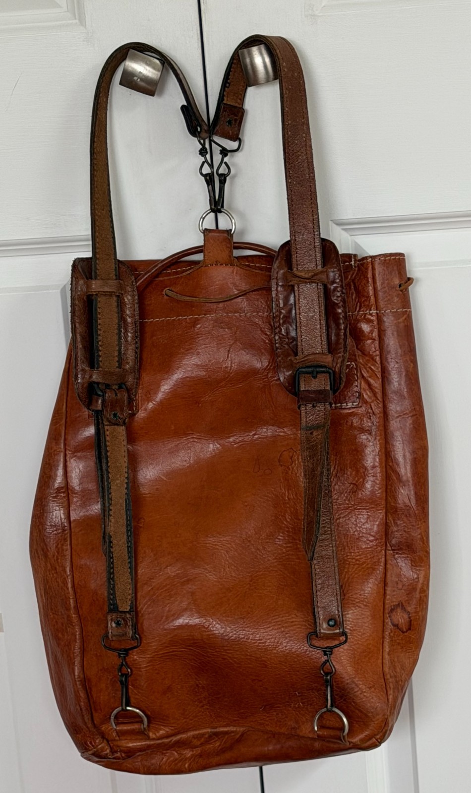 Vintage 90’s Brown Leather Backpack, 17 1/2″ x 14″