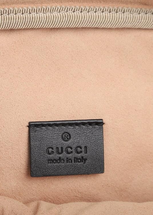 NEW GUCCI GG MARMONT TRAPUNTA CHEVRON BLK LEATHER DOUBLE BELT BAG 100/40 UNISEX