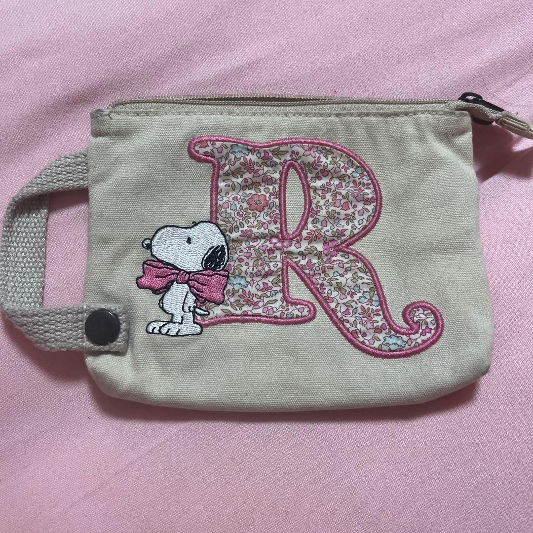 Peanuts Snoopy Canvas Tissue Pouch Initial R Clean Condition Handcrafted