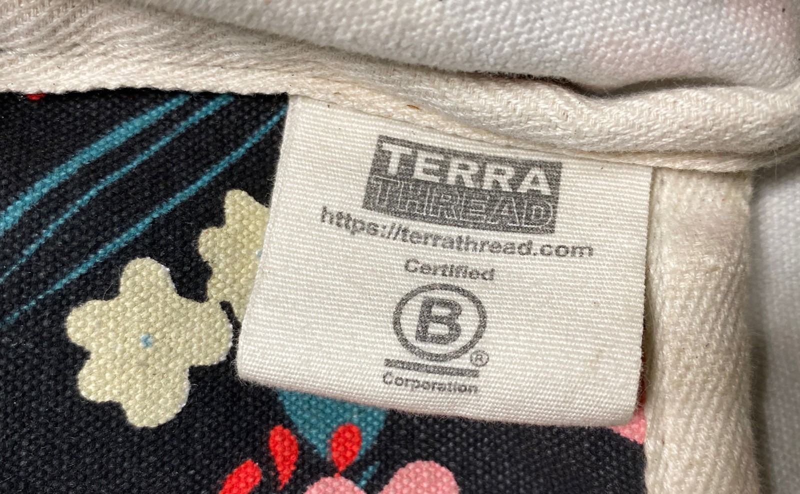 Terra Thread Black Floral Canvas Backpack Sustainable Eco-Friendly Daypack